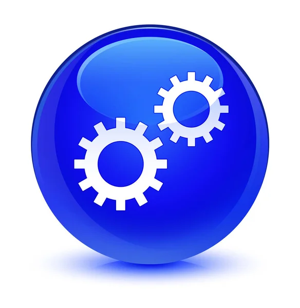 过程图标玻蓝色圆形按钮 — 图库照片