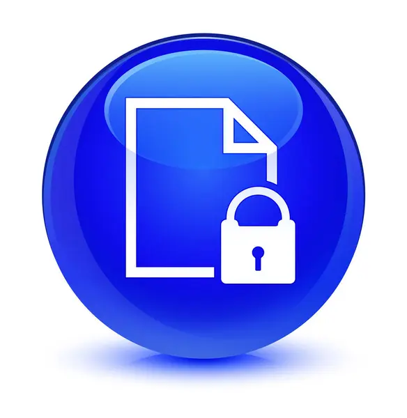 Secure document icon glassy blue round button — Stock Photo, Image