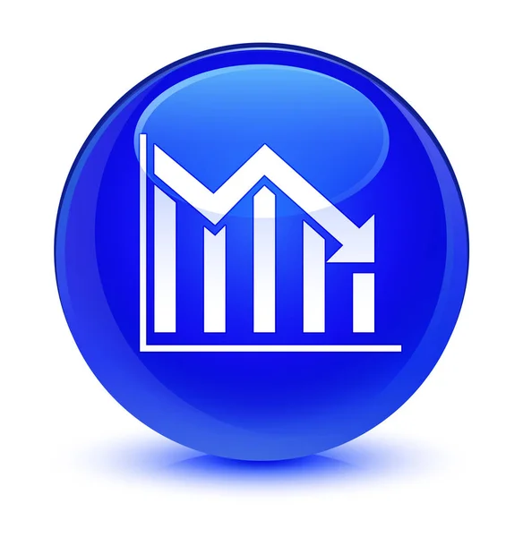 Statistiche giù icona blu vetro pulsante rotondo — Foto Stock