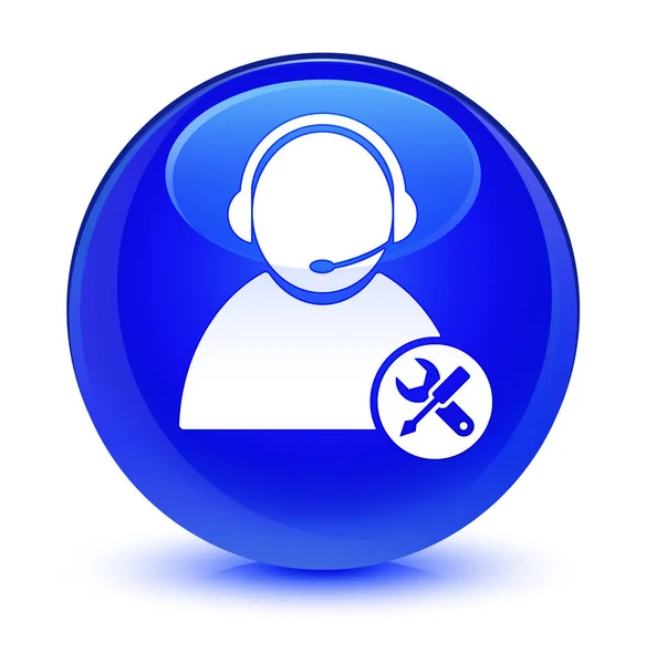 Tech support icon glassy blue round button — Stock Photo, Image