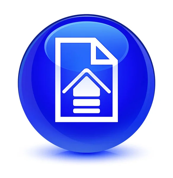 Uploaden document glazig blauwe ronde knoop van het pictogram — Stockfoto