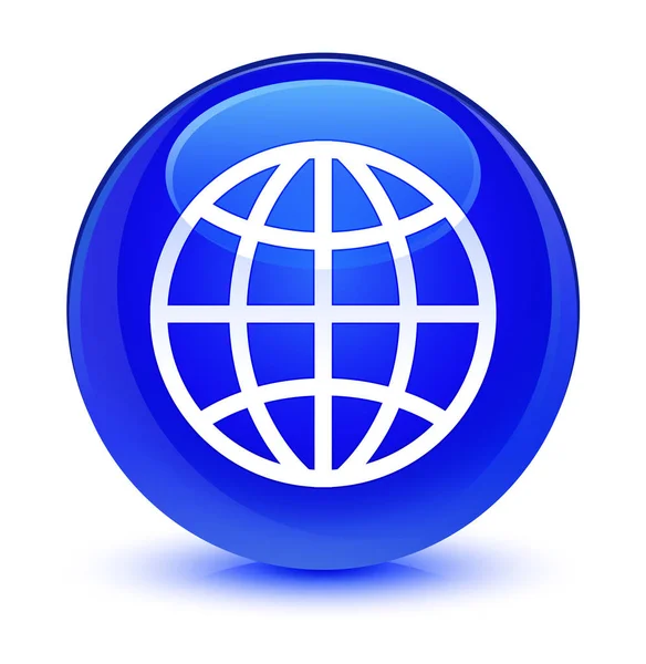 Welt-Ikone glasig blauer runder Knopf — Stockfoto