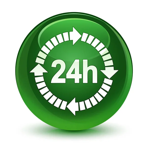24 heures icône de livraison verre doux bouton rond vert — Photo