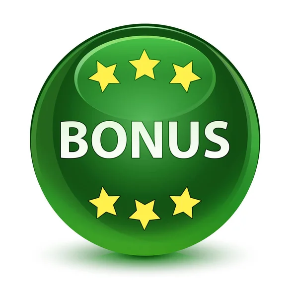 Bonus stars icon glassy soft green round button — Stock Photo, Image