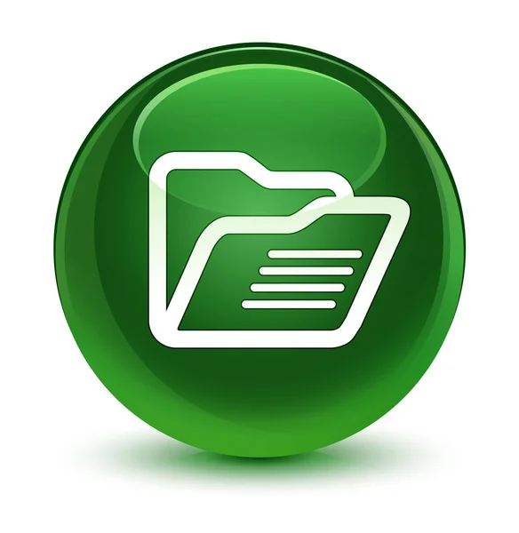 Folder icon glassy soft green round button — Stock Photo, Image