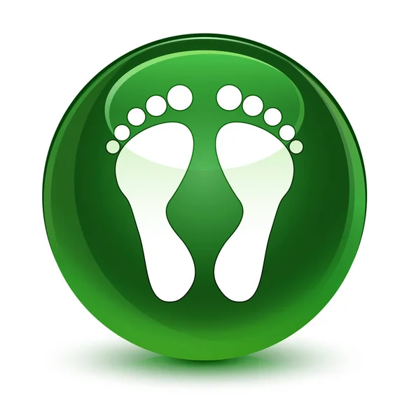 Voetafdruk glazig zachte groene ronde knoop van het pictogram — Stockfoto