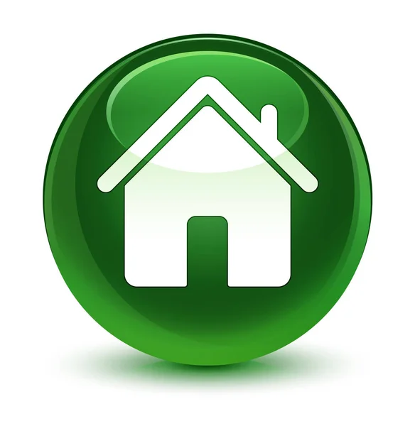 Home icon glassy soft green round button