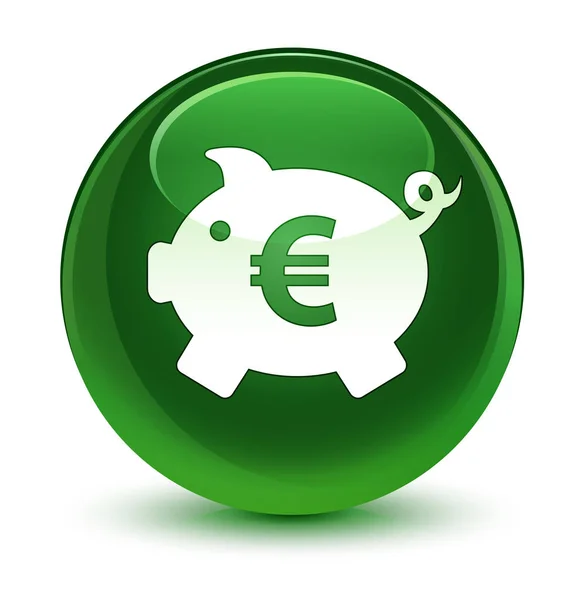 Piggy bank euro sign icon glassy soft green round button — Stock Photo, Image