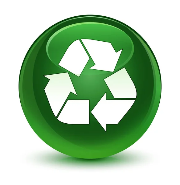 Återvinna ikonen glasartade mjuka gröna runda knappen — Stockfoto
