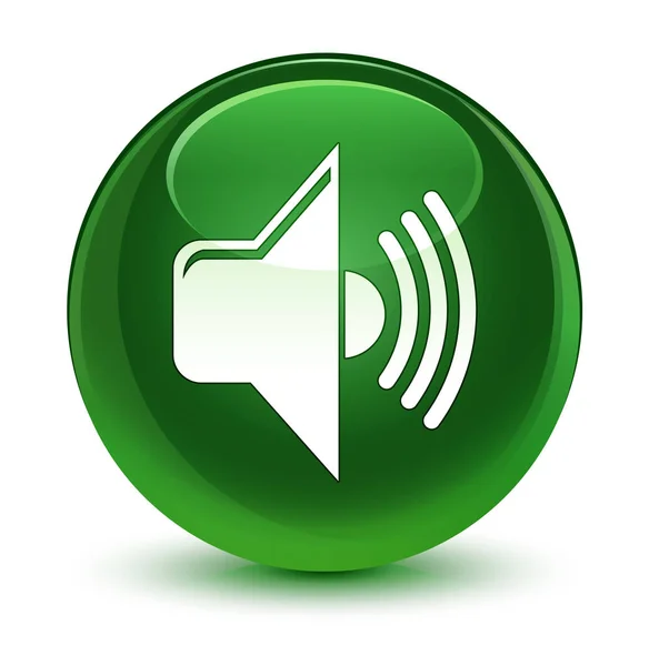 Volume icon glassy soft green round button — Stock Photo, Image