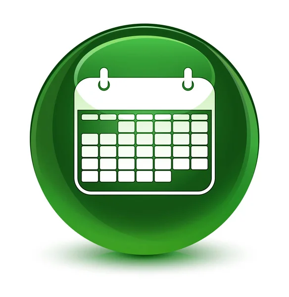 Kalender-ikonen glasartade mjuka gröna runda knappen — Stockfoto