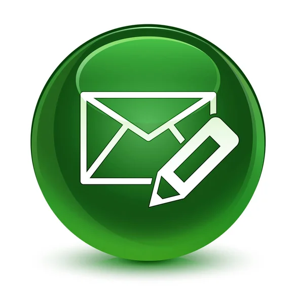 Editar ícone de e-mail vítreo botão redondo verde suave — Fotografia de Stock