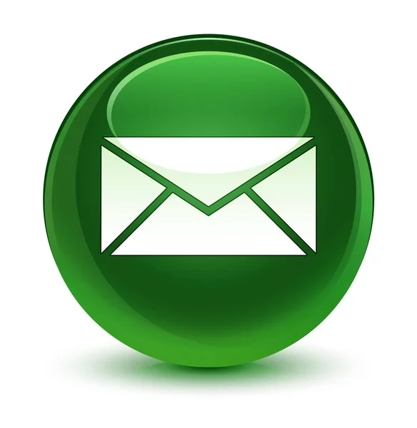 Ícone de e-mail vítreo botão redondo verde suave — Fotografia de Stock