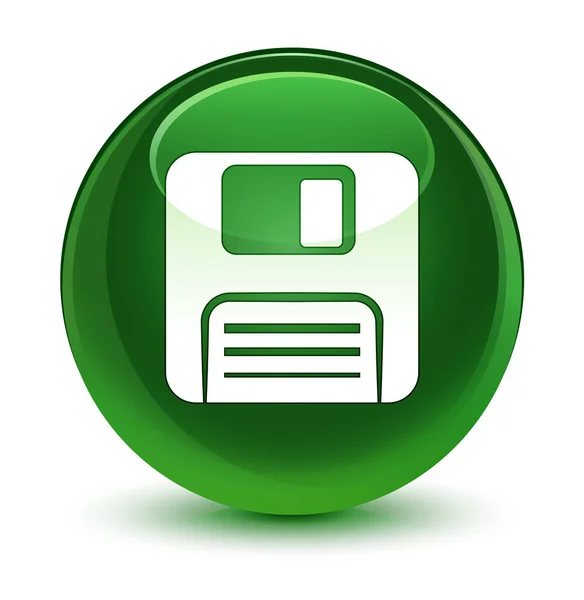Floppy disk icon glassy soft green round button — Stock Photo, Image