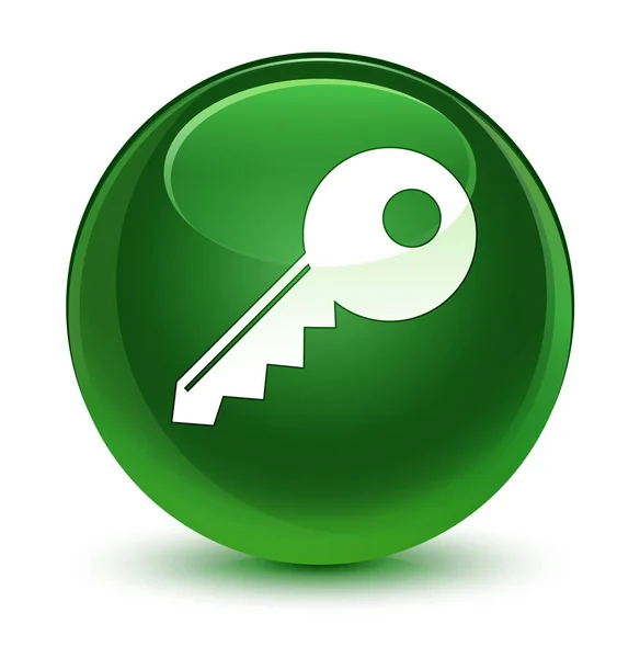 Ícone chave botão redondo verde suave vítreo — Fotografia de Stock