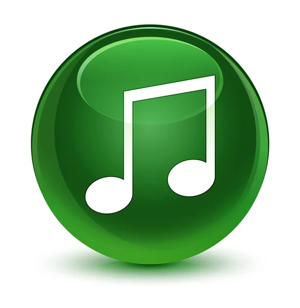 Hudební ikona sklovité měkké zelené kulaté tlačítko — Stock fotografie