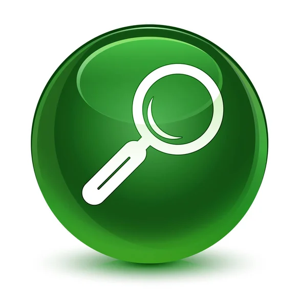 Magnifying glass icon glassy soft green round button — Stock Photo, Image
