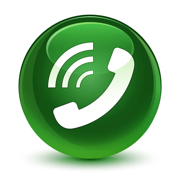 Telefon vyzváněcí sklovité měkké zelené kulaté tlačítko — Stock fotografie