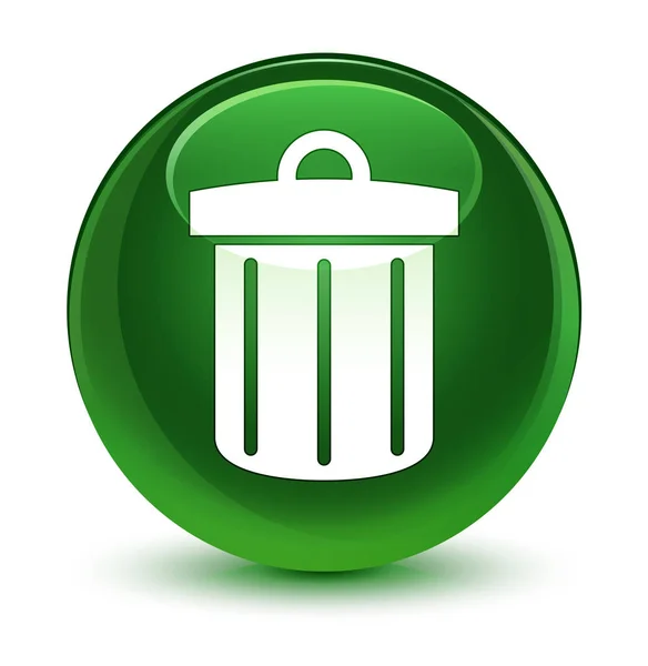 Recycle bin icon glassy soft green round button — Stock Photo, Image