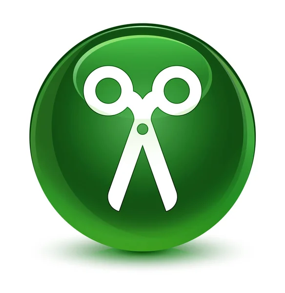 Scissors icon glassy soft green round button — Stock Photo, Image