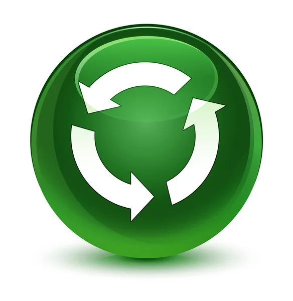 Ikonen glasartade mjuka gröna runda knappen Uppdatera — Stockfoto