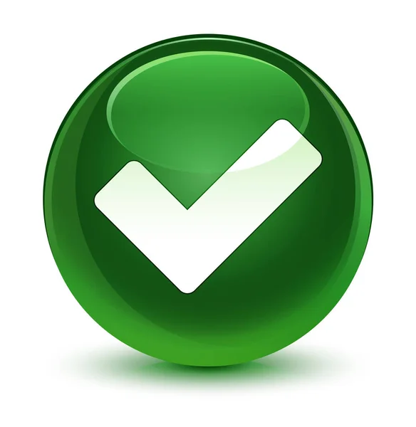 Pictogram glazig zachte groene ronde knop valideren — Stockfoto