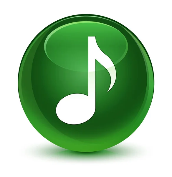 Hudební ikona sklovité měkké zelené kulaté tlačítko — Stock fotografie