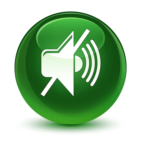 Stumme Lautstärke Symbol glasig weich grünen runden Knopf — Stockfoto