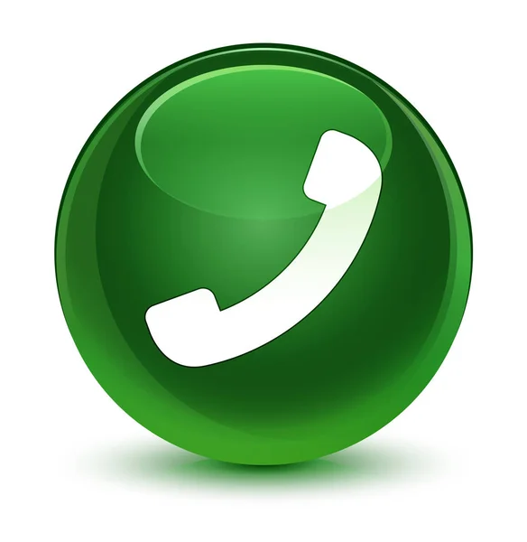 Telefoon pictogram glazig zachte groene ronde knop — Stockfoto