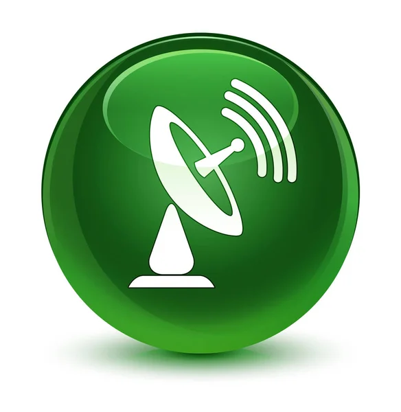 Műholdas antenna ikon üveges puha zöld kerek gomb — Stock Fotó
