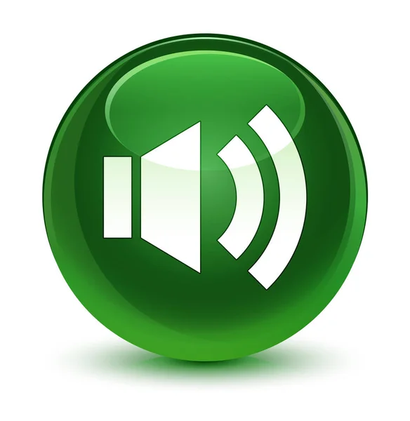 Ikona szklisty miękki zielony okrągły przycisk głośności — Zdjęcie stockowe