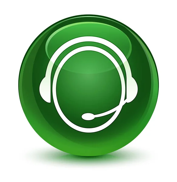 Icono de servicio de atención al cliente botón redondo verde suave vidrioso —  Fotos de Stock