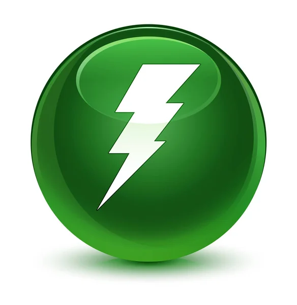 Elettricità icona vetrosa morbido pulsante rotondo verde — Foto Stock