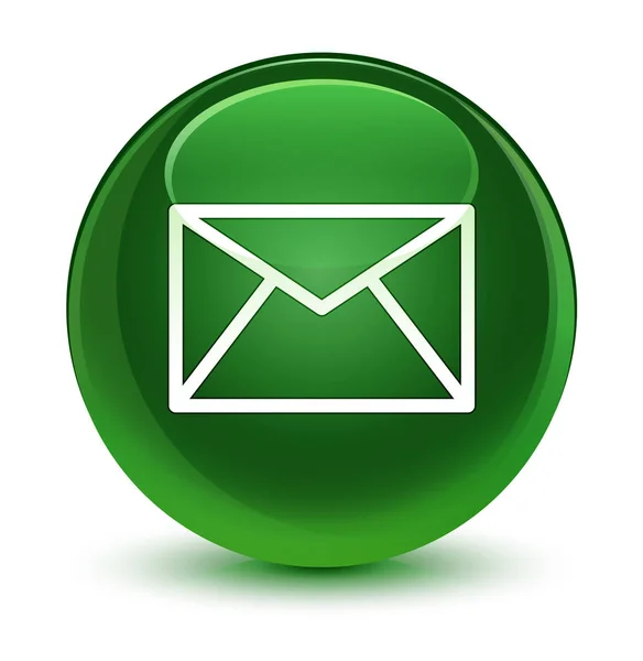 Icono de correo electrónico botón redondo verde suave vidrioso —  Fotos de Stock