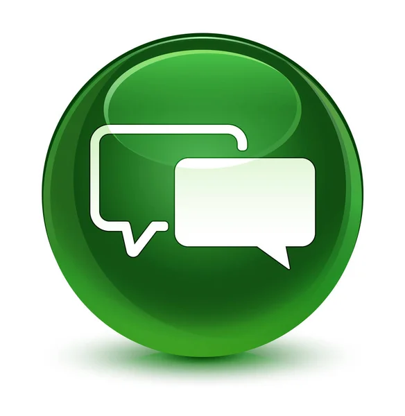 Testimonials icon glassy soft green round button — Stock Photo, Image