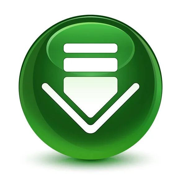 Mengunduh tombol bundar hijau lembut glassy ikon — Stok Foto