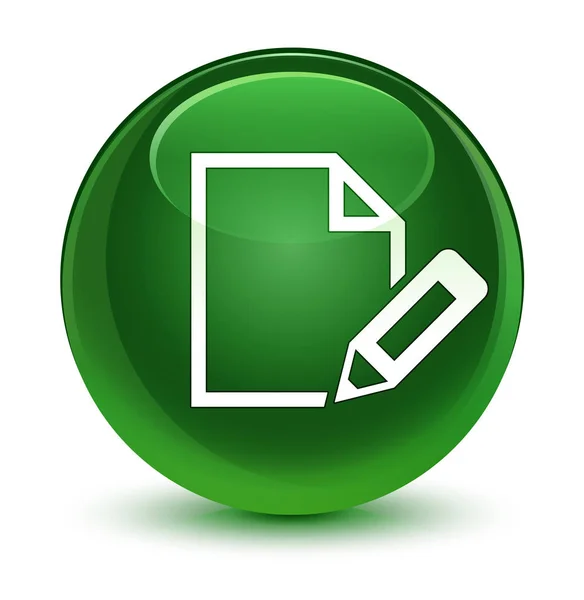 Edit document icon glassy soft green round button — Stock Photo, Image