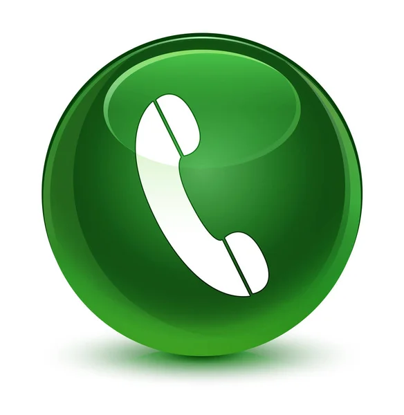 Phone icon glassy soft green round button — Stock Photo, Image