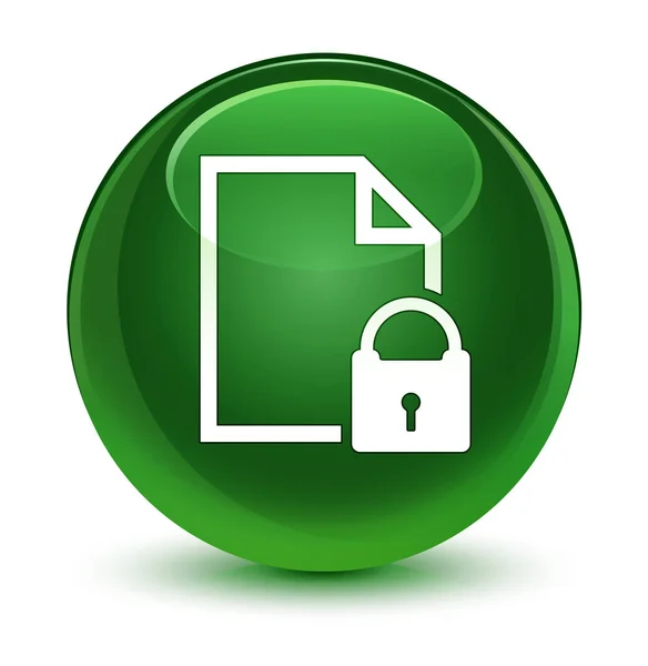 Защищенный документ значок стеклянный мягкий зеленый круглый кнопка — стоковое фото