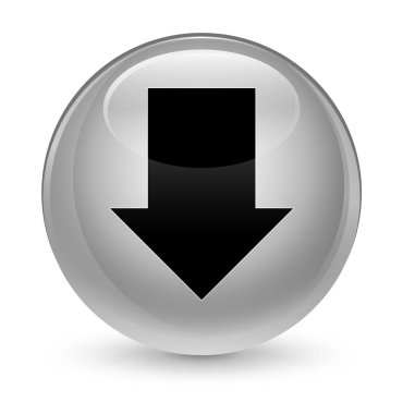 Ok simgesi camsı beyaz yuvarlak düğmesini indir