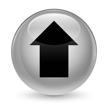 Ok simgesi camsı beyaz yuvarlak düğmesini upload