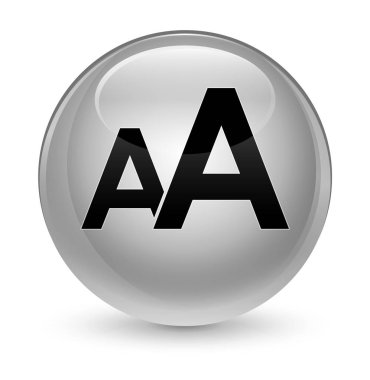 Yazı tipi boyutu simgesi camsı beyaz yuvarlak düğmesi