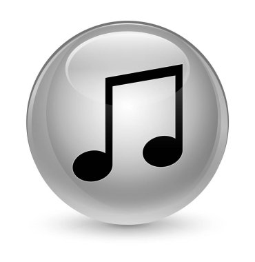 Müzik simgesini camsı beyaz yuvarlak düğmesi