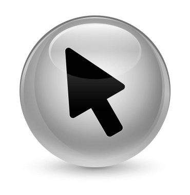 İmleç simgesi camsı beyaz yuvarlak düğmesi