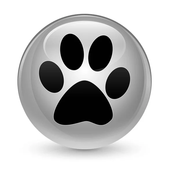 Animal footprint icon glassy white round button — Stock Photo, Image