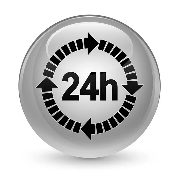 24 uur levering glazig witte ronde knoop van het pictogram — Stockfoto