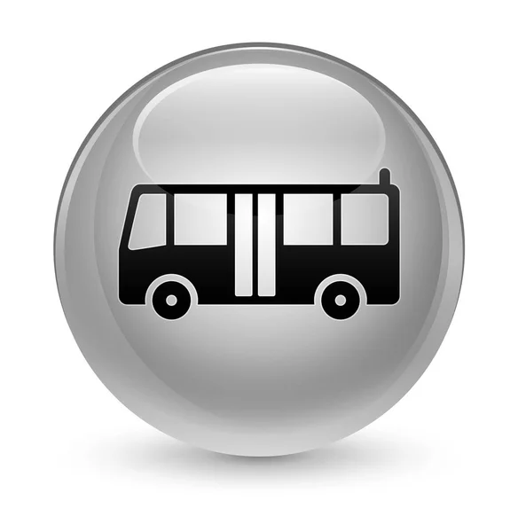 Bus icona vetro bianco pulsante rotondo — Foto Stock