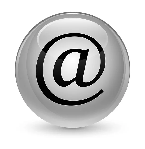 电子邮件地址图标玻白色圆形按钮 — 图库照片