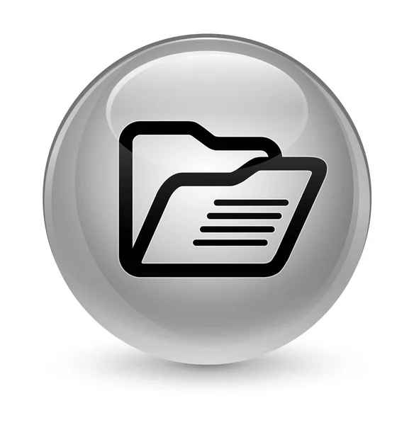 Folder icon glassy white round button — Stock Photo, Image