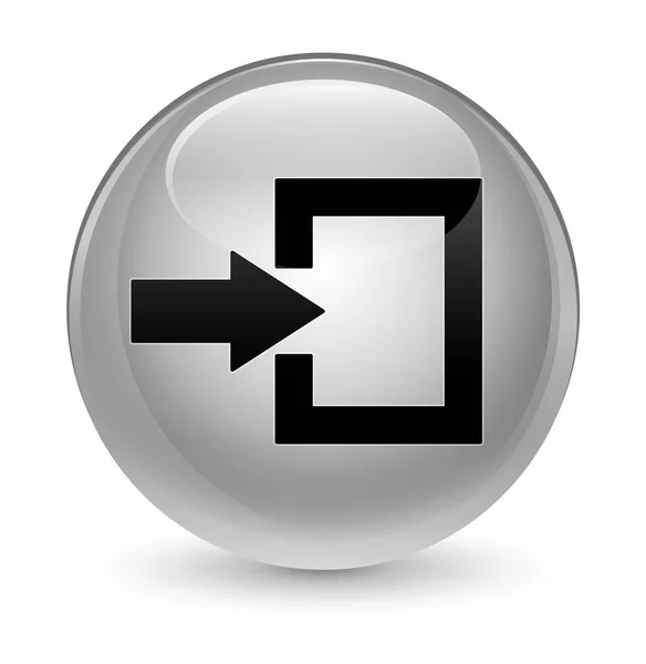 Przycisk okrągły biały ikona szklisty logowania — Zdjęcie stockowe